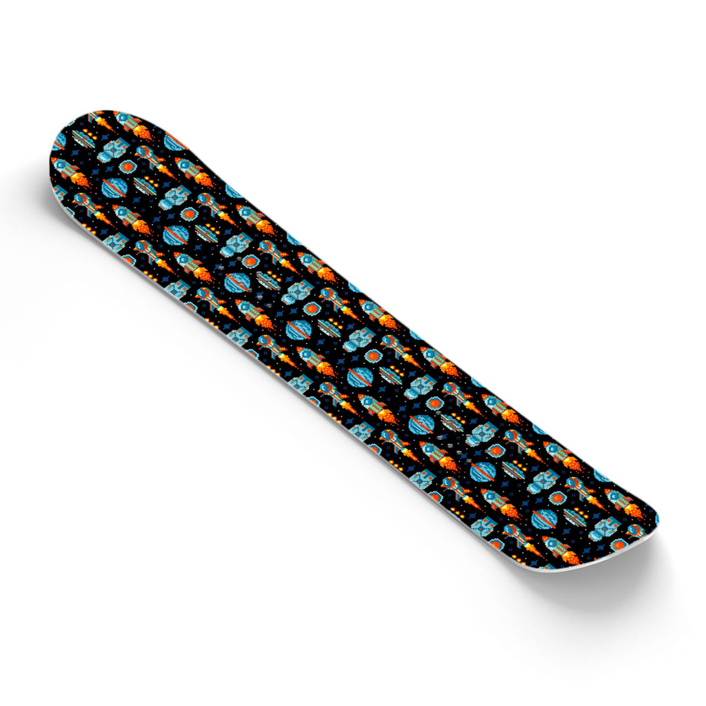 8 bit Galaxy Rocket Planet Snowboard Sticker Skin Cover T87981