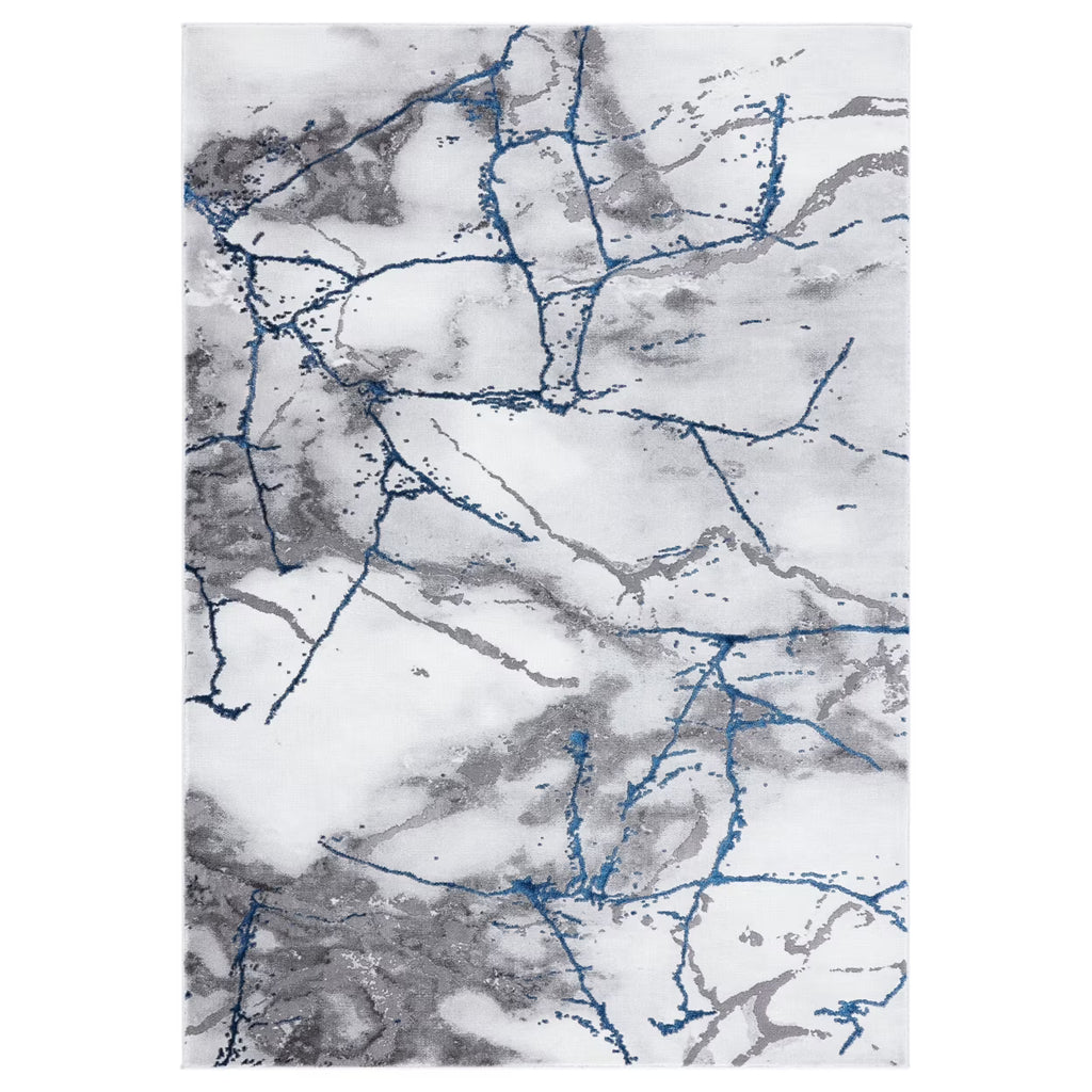 Ivory Grey/Blue Abstract Marble Area Rug S7528