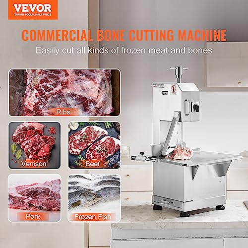 1500W Stainless Steel Countertop Meat Bandsaw with 6 Blades J50099