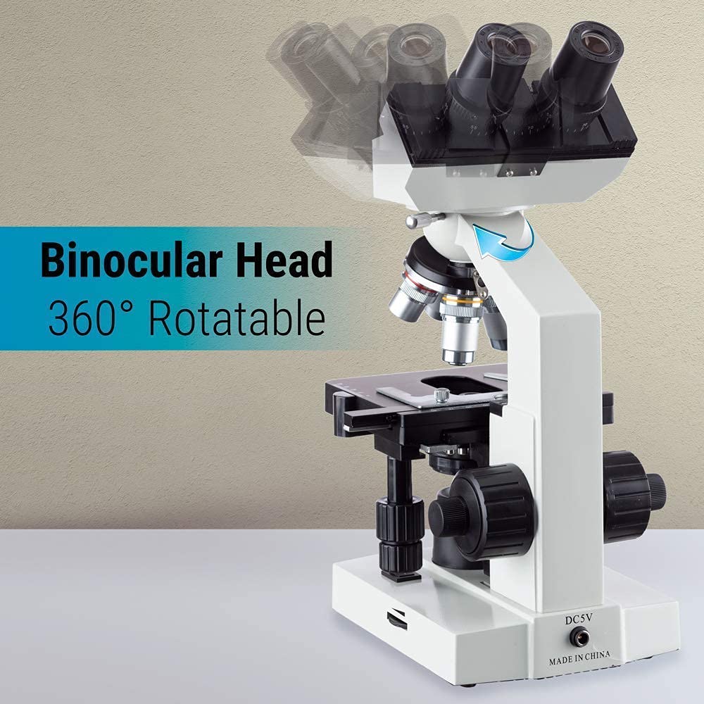 40X-2000X LED Binocular Compound Lab Microscope with Double Layer Mechanical Stage P86509