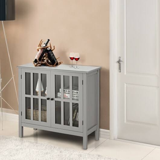 Gray Glass Door Sideboard Console Cabinet E763