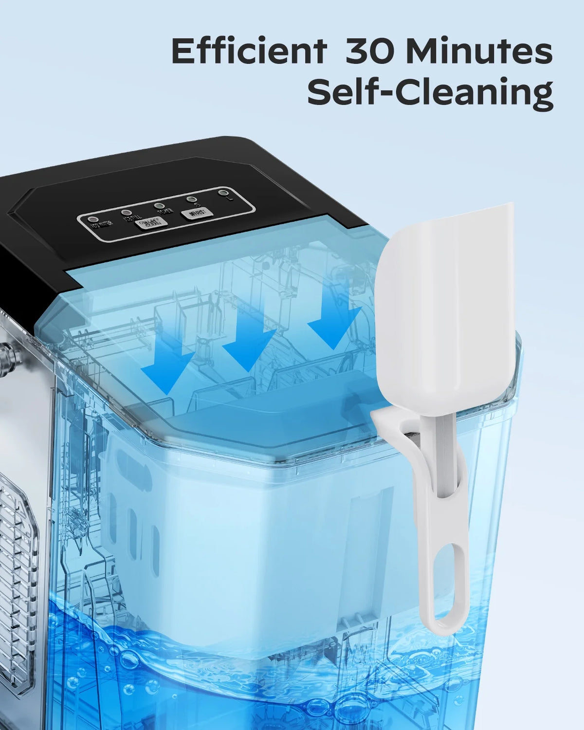 Countertop Ice Maker Machine with Handle, 9pcs/6min, 26lbs/24h, Silver I95258