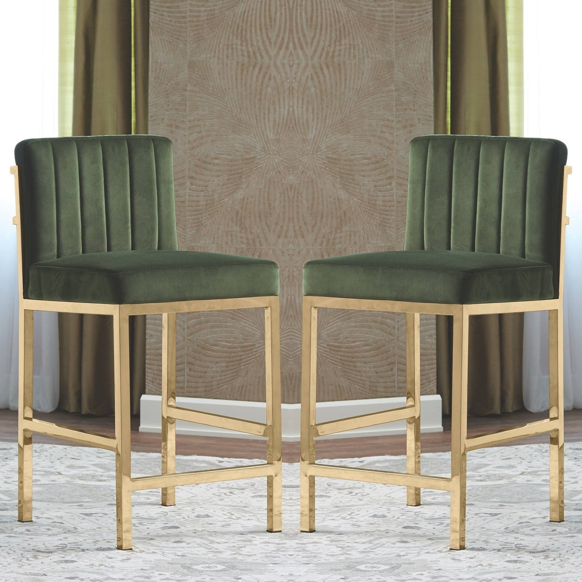 Green Velvet Counter Height Stools H12854