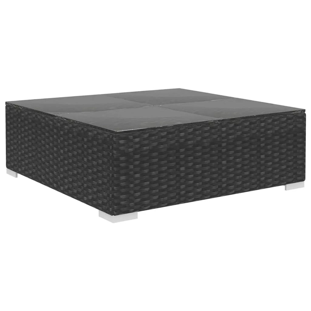 10 Piece Cushioned Black Poly Rattan Sectional Sofa Set M636
