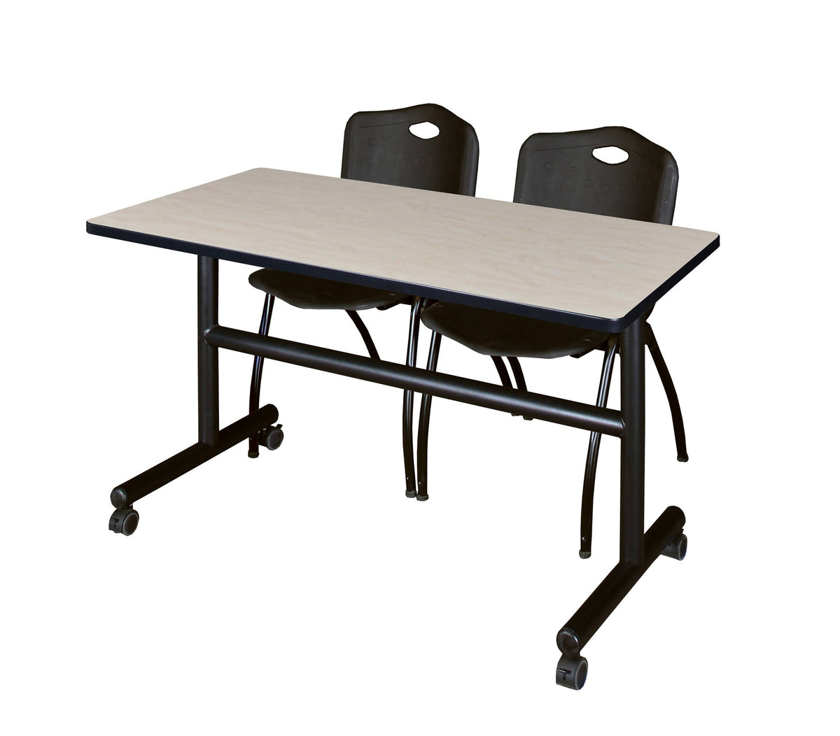 60x22 Flip Top Mobile Training Table with 2 Stack Chairs Y9034