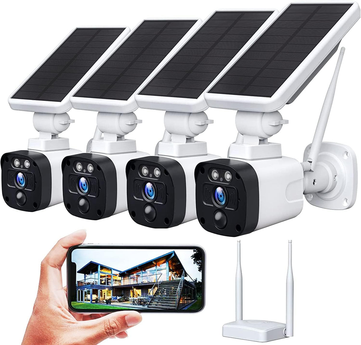 2K Solar Wireless Security Camera System with 3 WiFi Cameras and Base Station C450