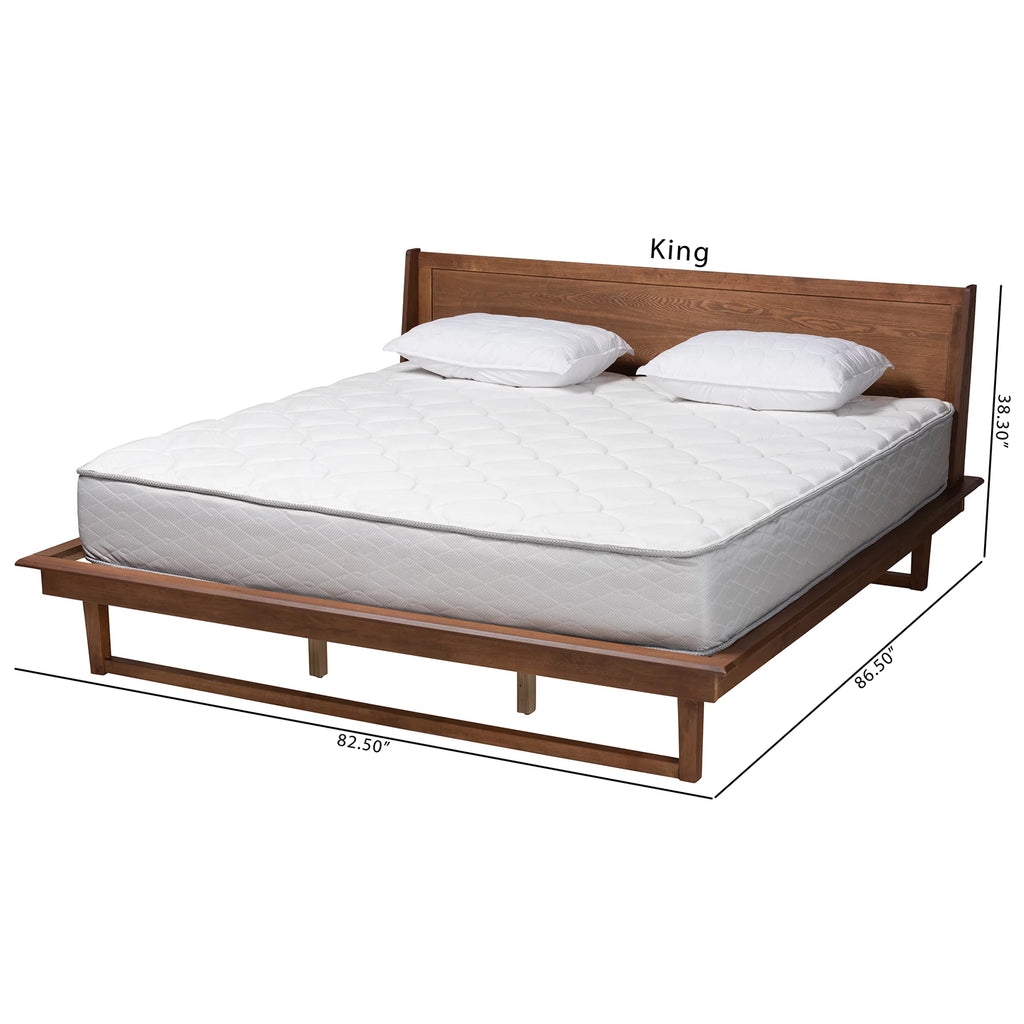 King Size Ash Walnut Finished Wood Platform Bed Q5080