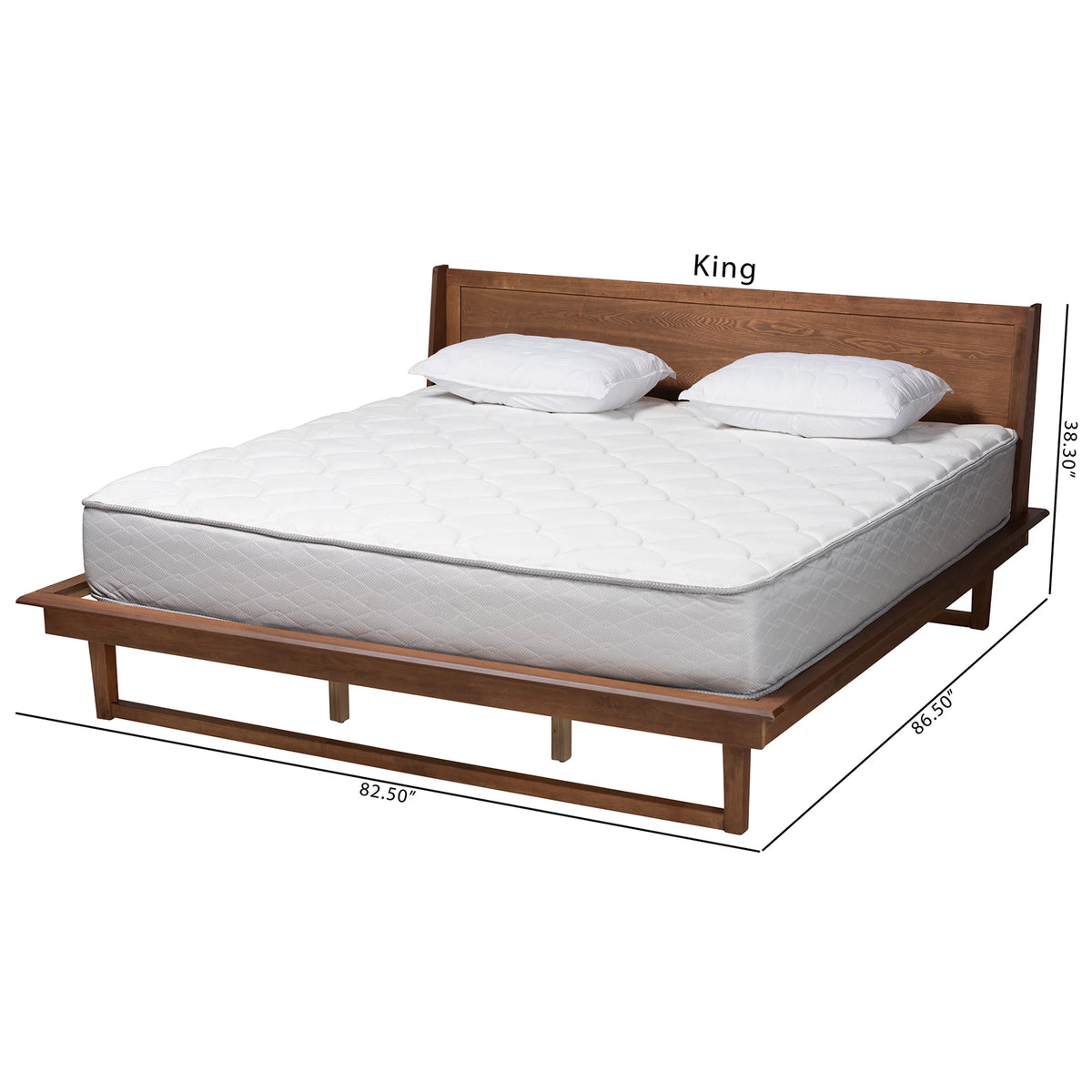 King Size Ash Walnut Finished Wood Platform Bed Q5080
