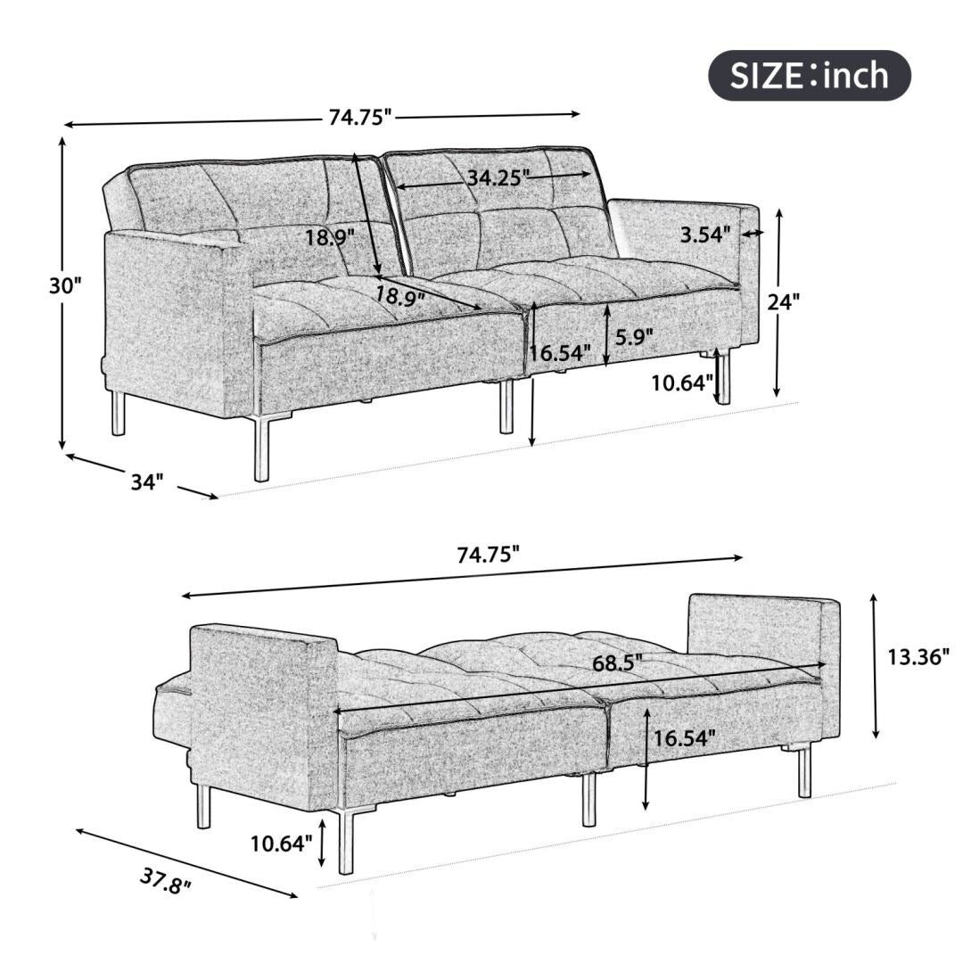 Orange Convertible Folding Futon Sofa Bed F492