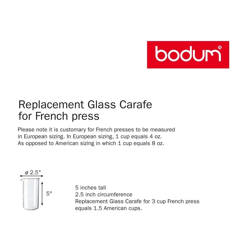 Spare Glass Carafe for French Press Coffee Maker, 12 Oz., Clear E4540