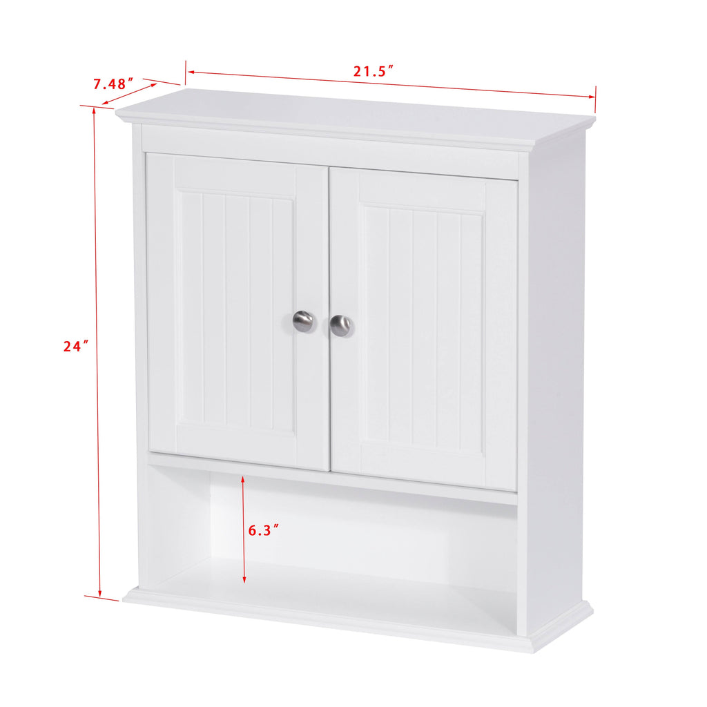 White Wooden Bathroom Wall Storage Cabinet V23470