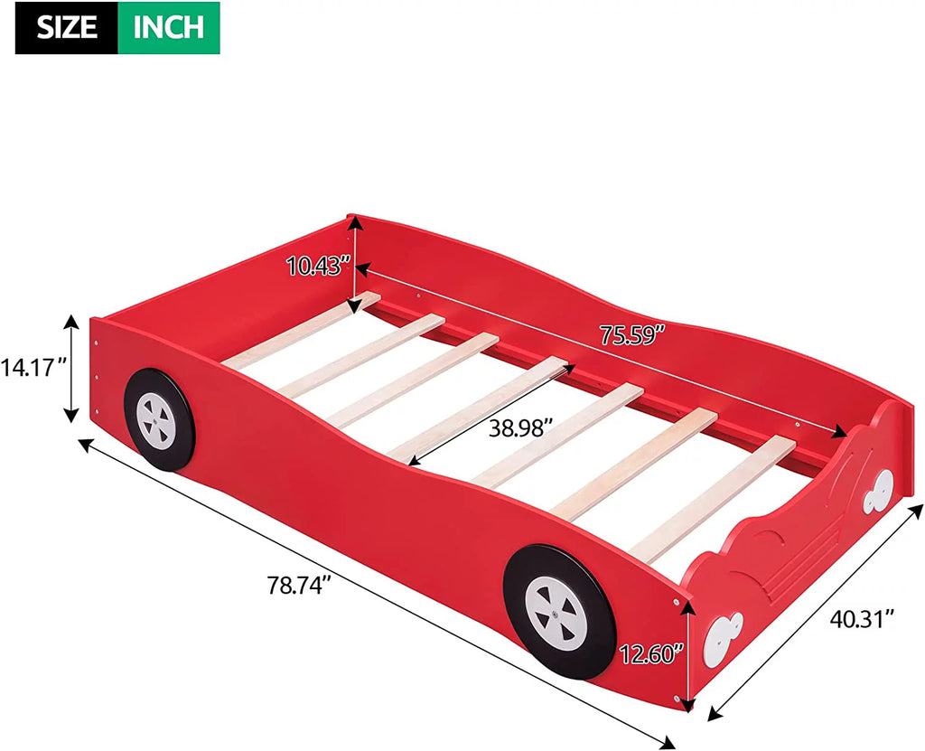 Twin Car-Shaped Wood Platform Bed F48098