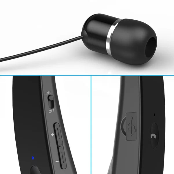 Neckband Wireless Headset with Retractable Earbuds E9401