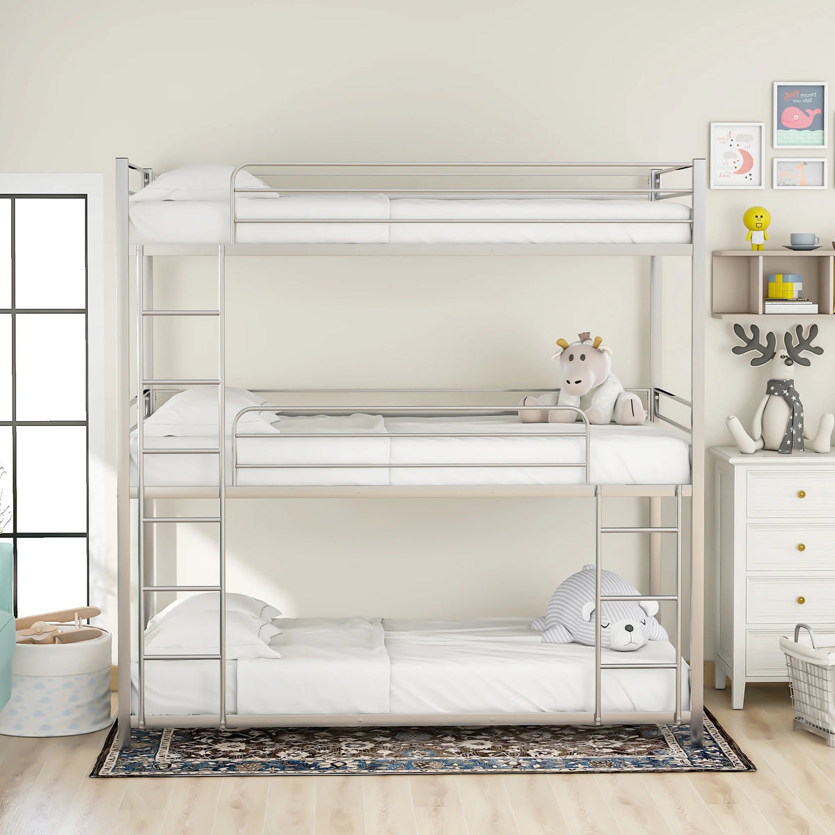Metal Twin-over-Twin-over-Twin Bunk Bed U5939