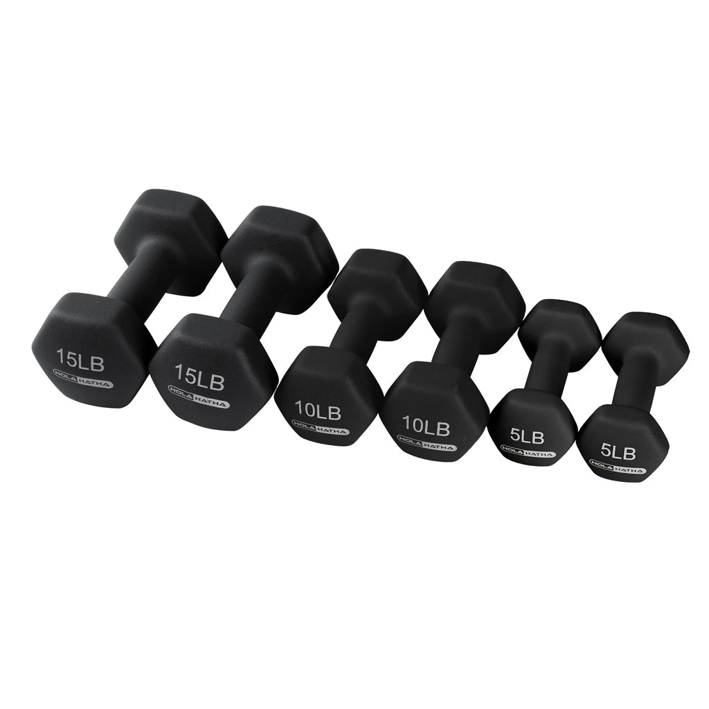 5, 10, and 15 lb Neoprene Dumbbell Set & Rack N3407