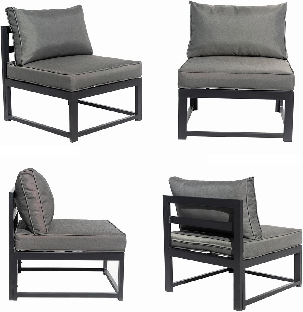 7 Pieces Patio Corner Sofa Set with Coffee Table, Gray V7559