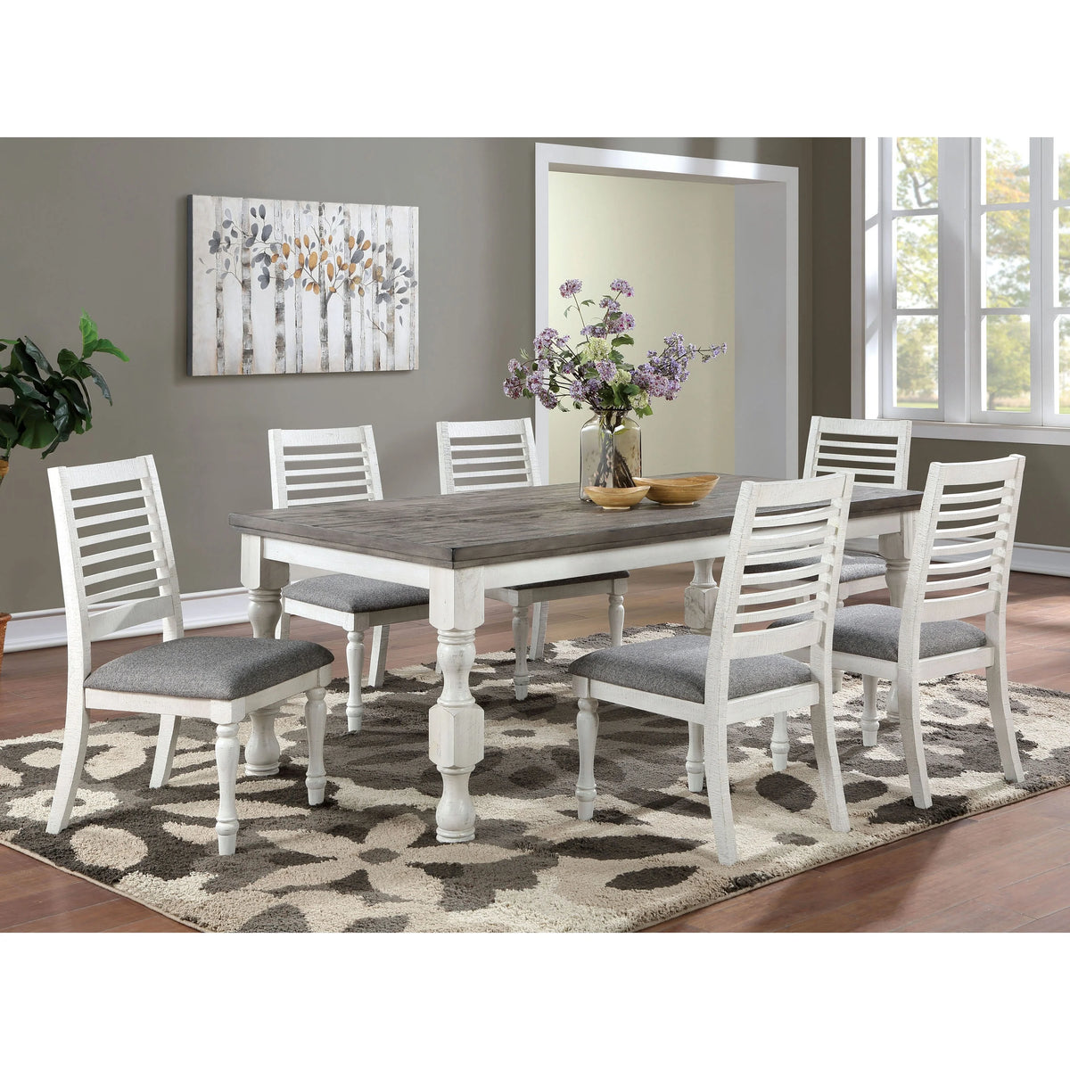 White Ladderback Dining Chairs Set of 2 H60206