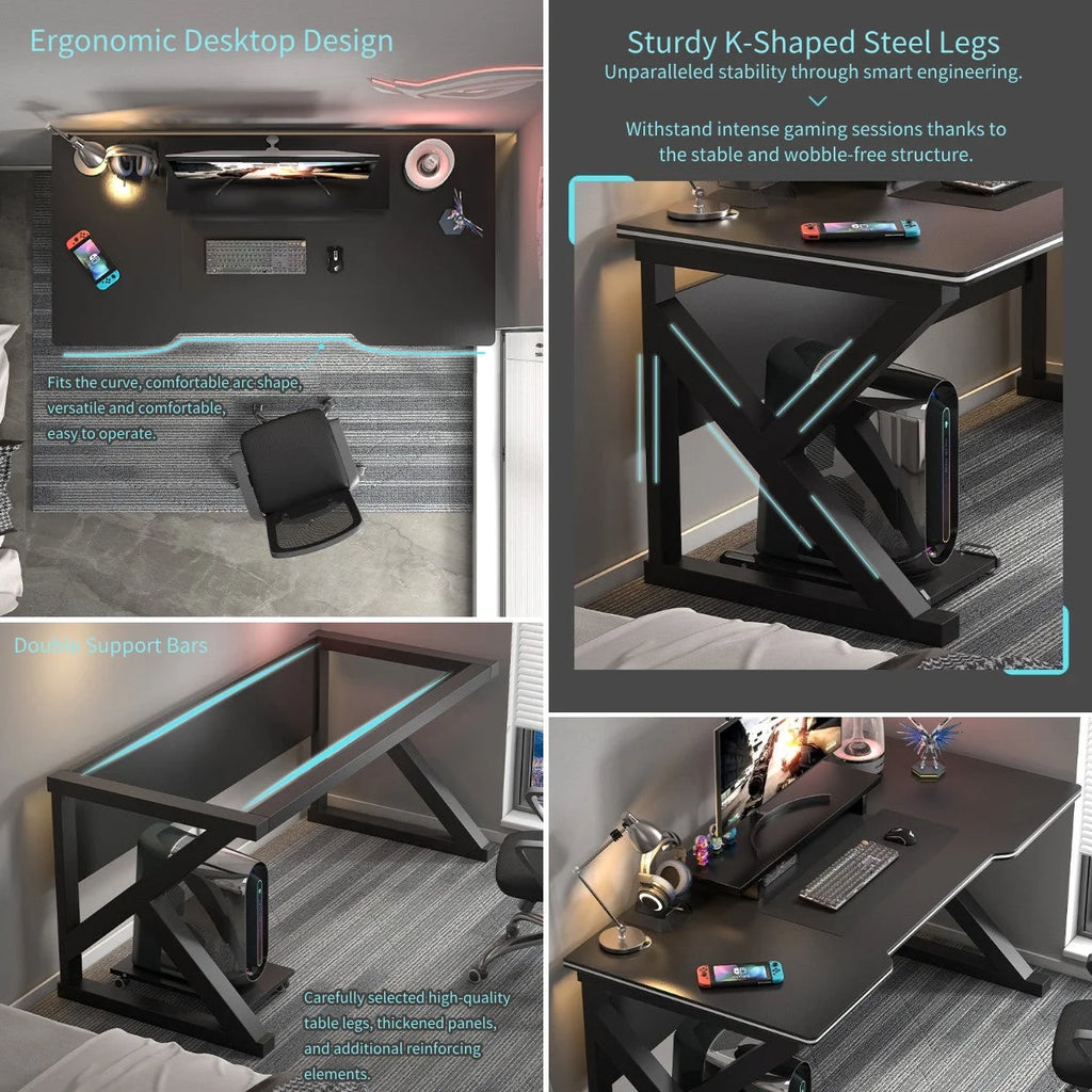 Black Ergonomic Gaming Desk and Chair Set O322
