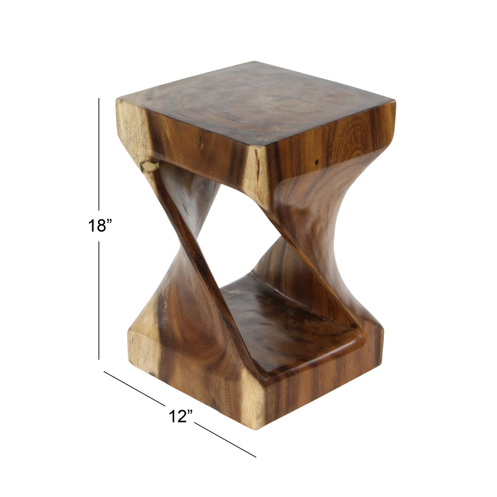 12" x 18" Brown Suar Wood Handmade Accent Table N460068