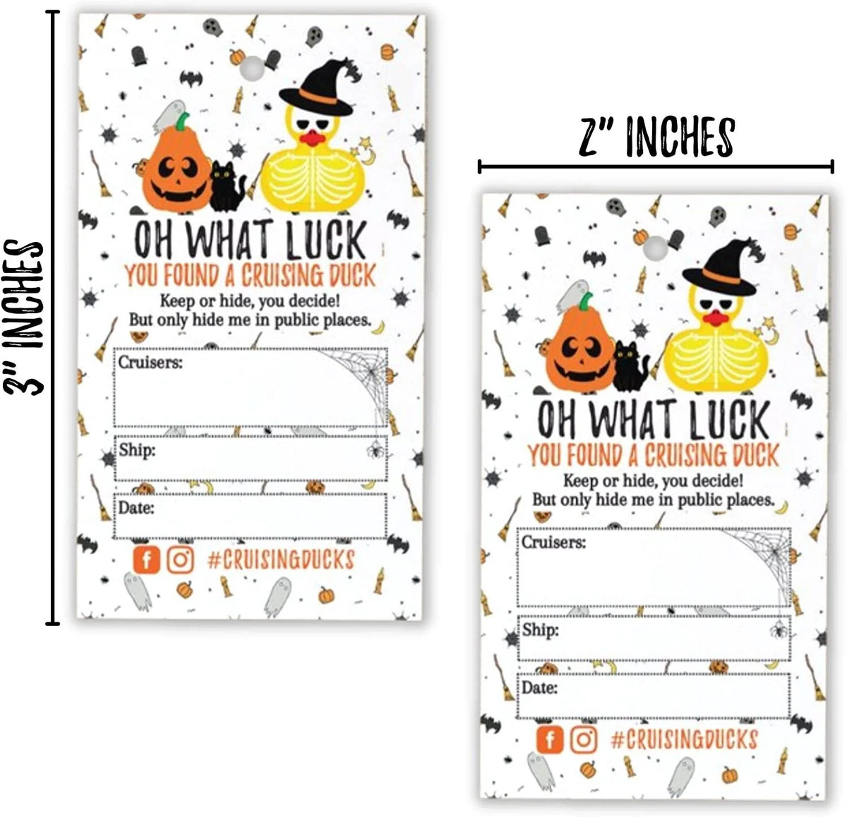 30 pk 2 x 3.25 Halloween Rubber Duck Hang Tags with Holes A372