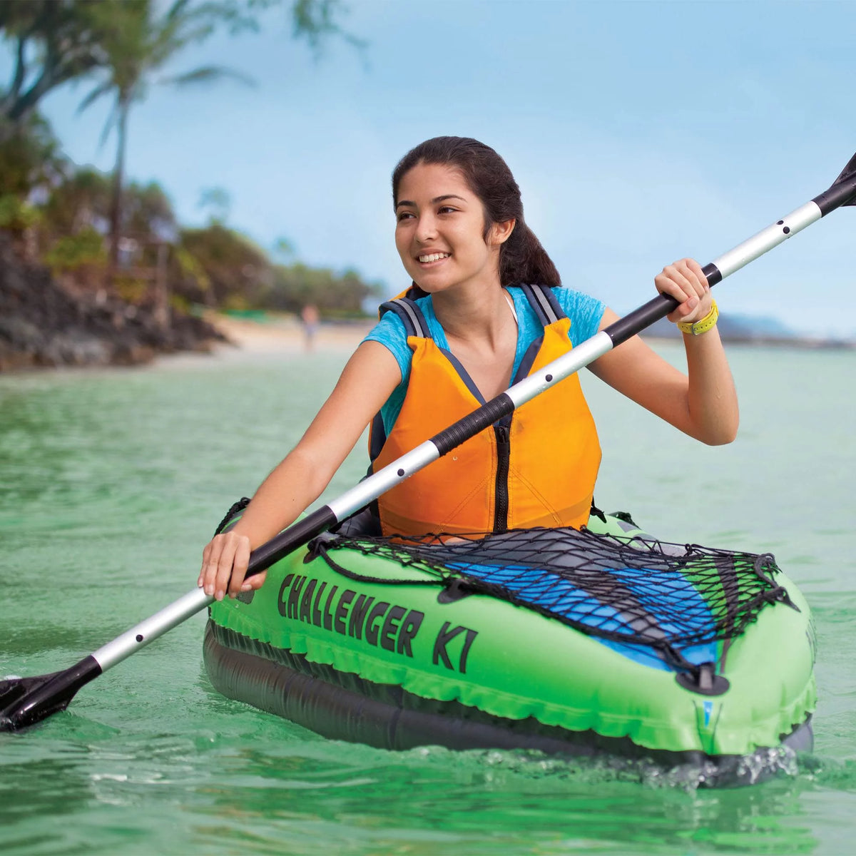 1-Person Inflatable Kayak with Oars and Pump P9987