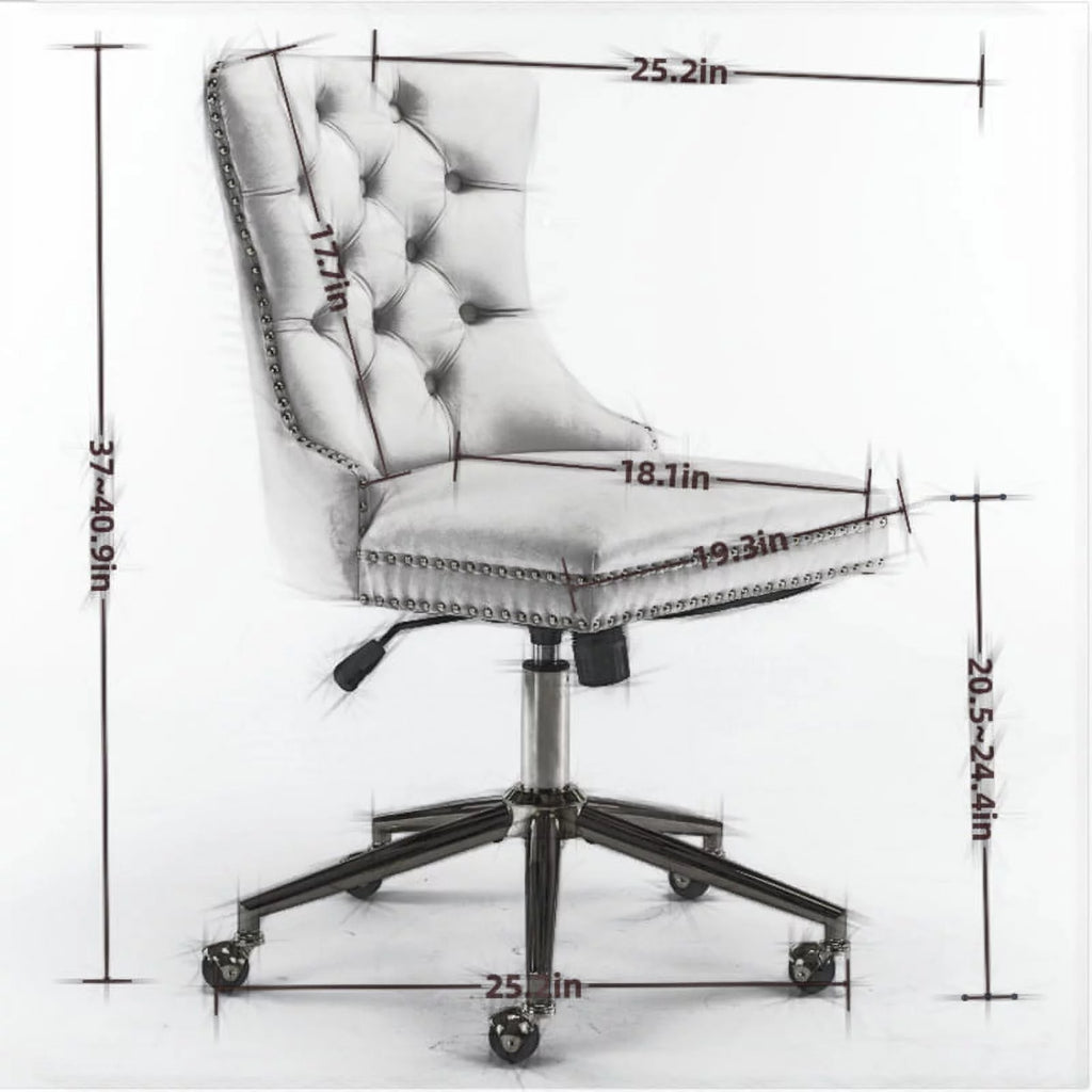 Velvet Upholstered Tufted Button Office Chair with Golden Metal Base U82879