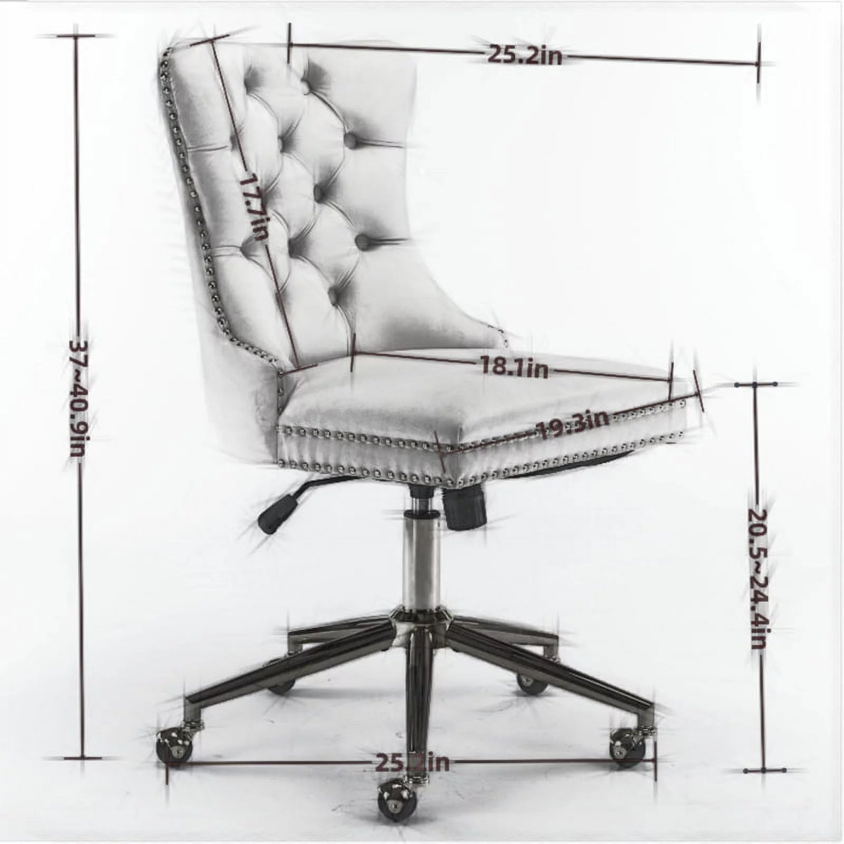 Velvet Upholstered Tufted Button Office Chair with Golden Metal Base U82879