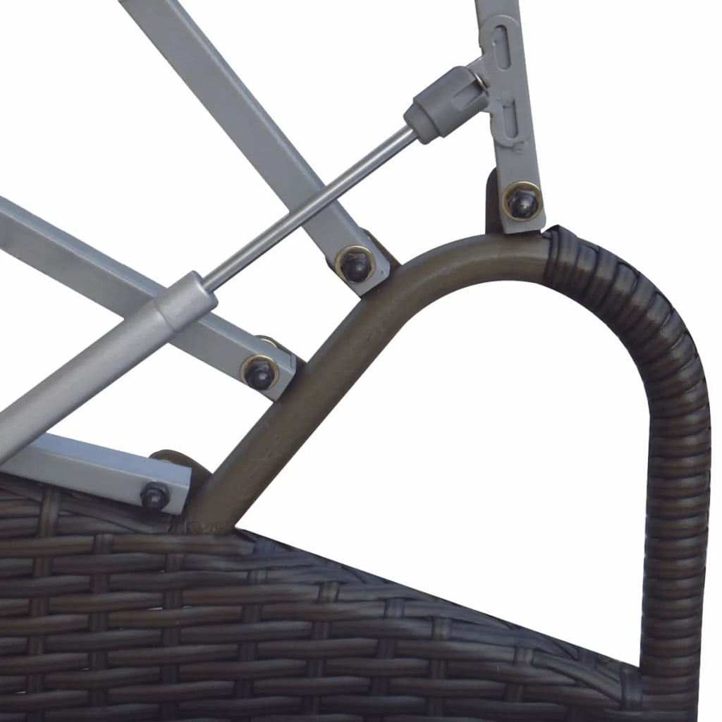 Patio Bed with Canopy Poly Rattan Brown L4882