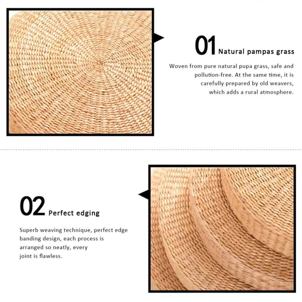Handcrafted Knitted Straw Flat Seat Cushion 40x40cm P97495