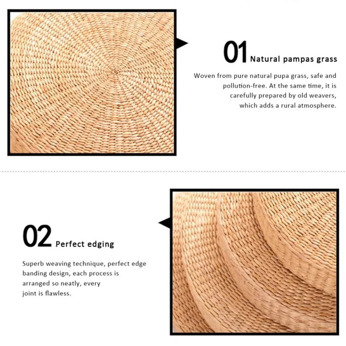 Handcrafted Knitted Straw Flat Seat Cushion 40x40cm P97495
