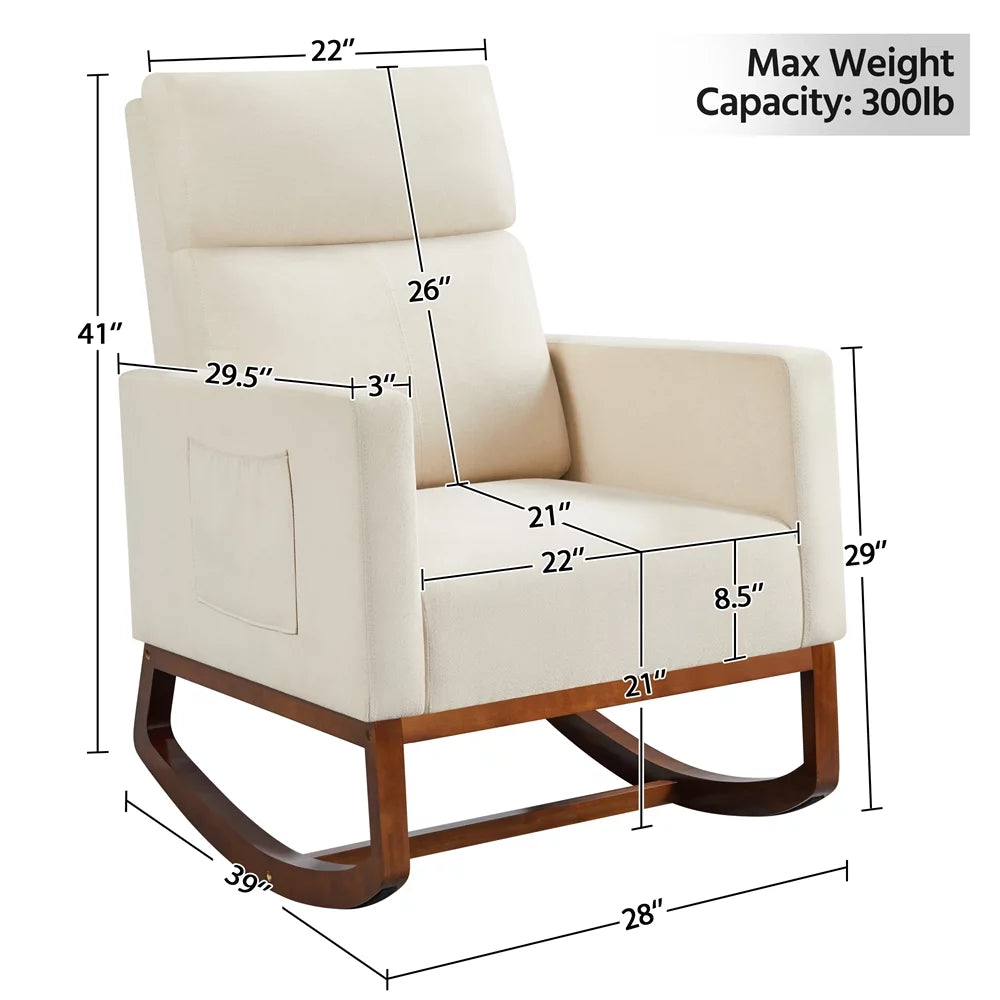 Beige Upholstered Rocking Accent Chair F433