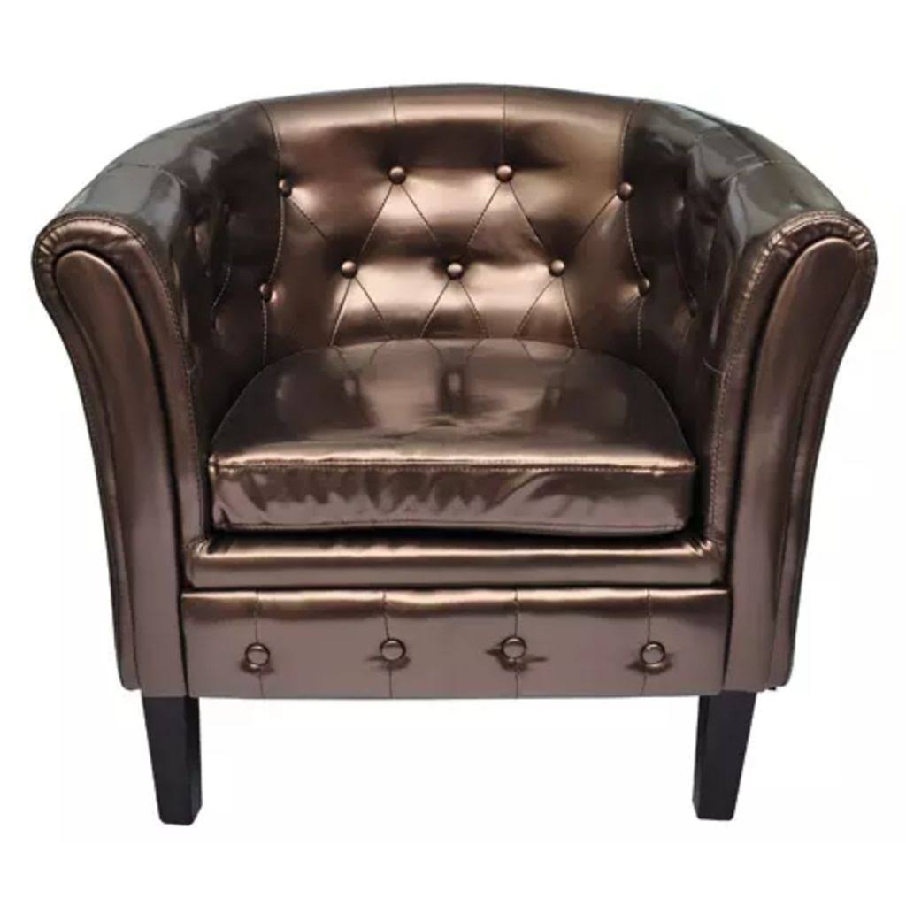 Brown Faux Leather Tub Chair S90378