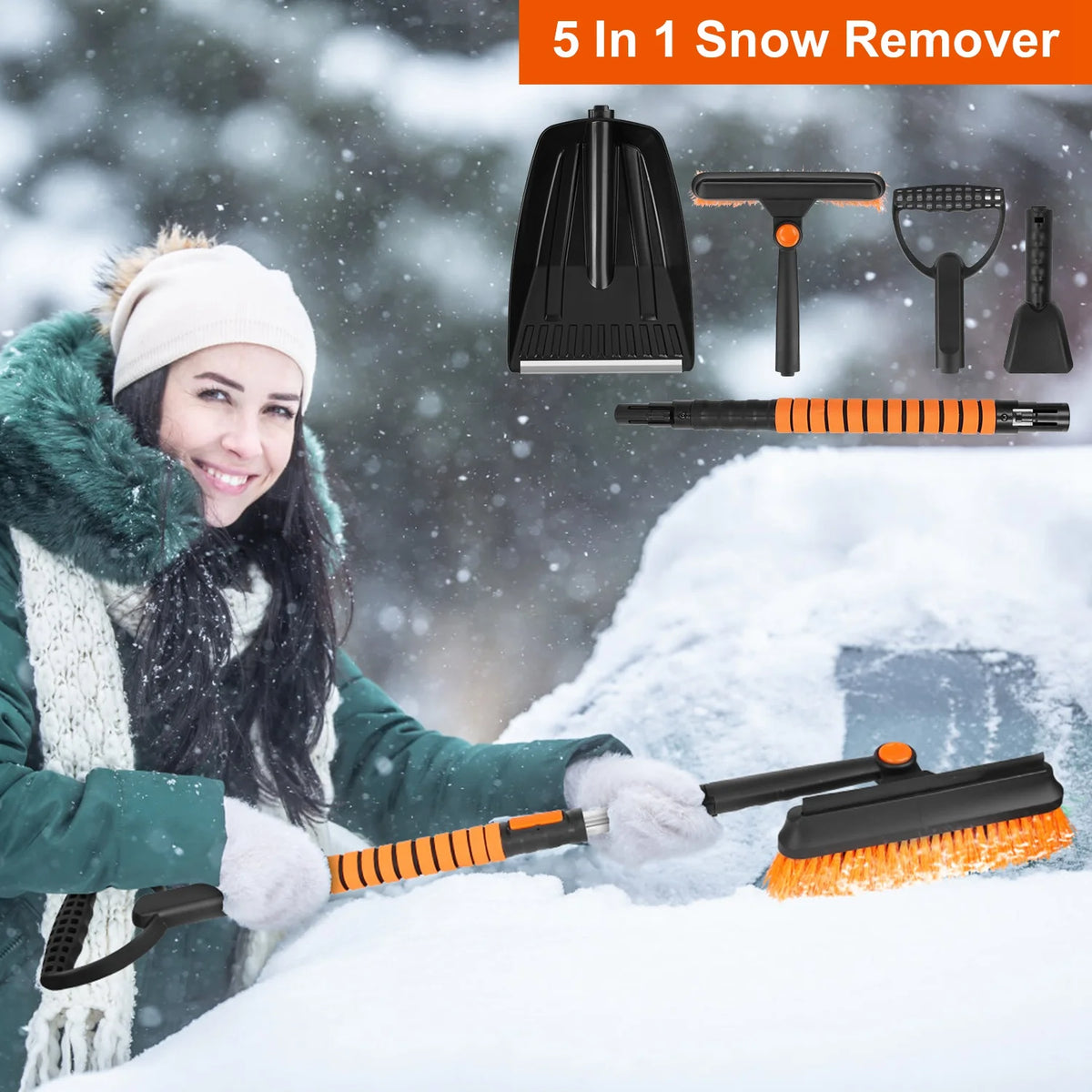 Telescopic Ice Scraper Snow Brush Shovel Kit Q9593