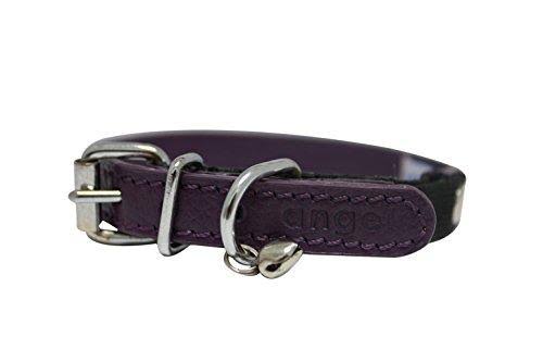 Purple Leather Cat Collar with Safety Elastic Stretch E4314