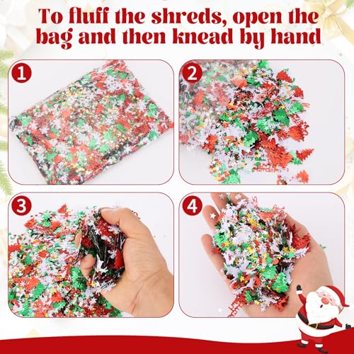 1LB Christmas Crinkle Cut Paper Shred Gift Basket Filler N8742