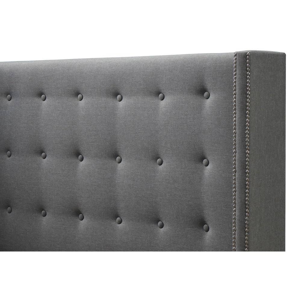 Grey Linen Wingback Storage Bed Q817