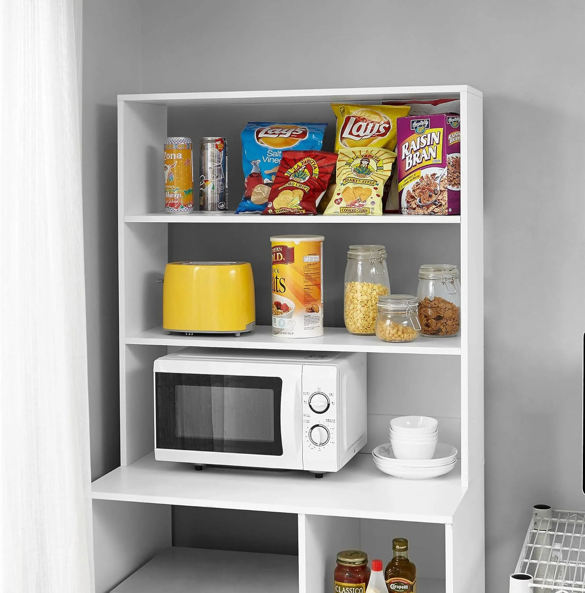 White Mini Fridge Dorm Station With Top Shelf K909782