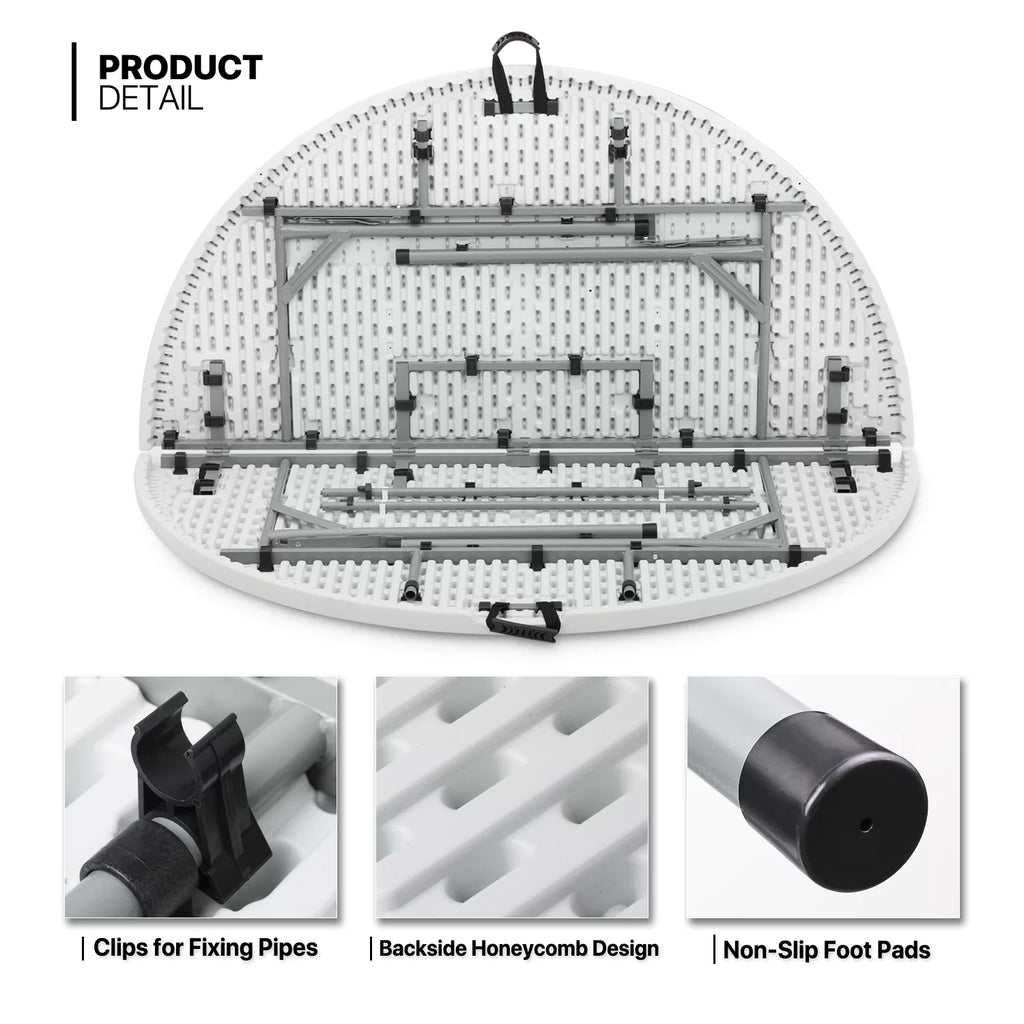 5Ft White Bi-Fold Plastic Table Set of 5 O148419