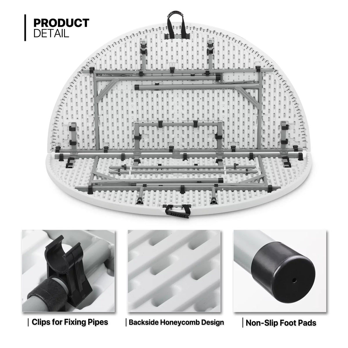 5Ft White Bi-Fold Plastic Table Set of 5 O148419
