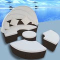 Patio Bed with Canopy Poly Rattan Brown L4882