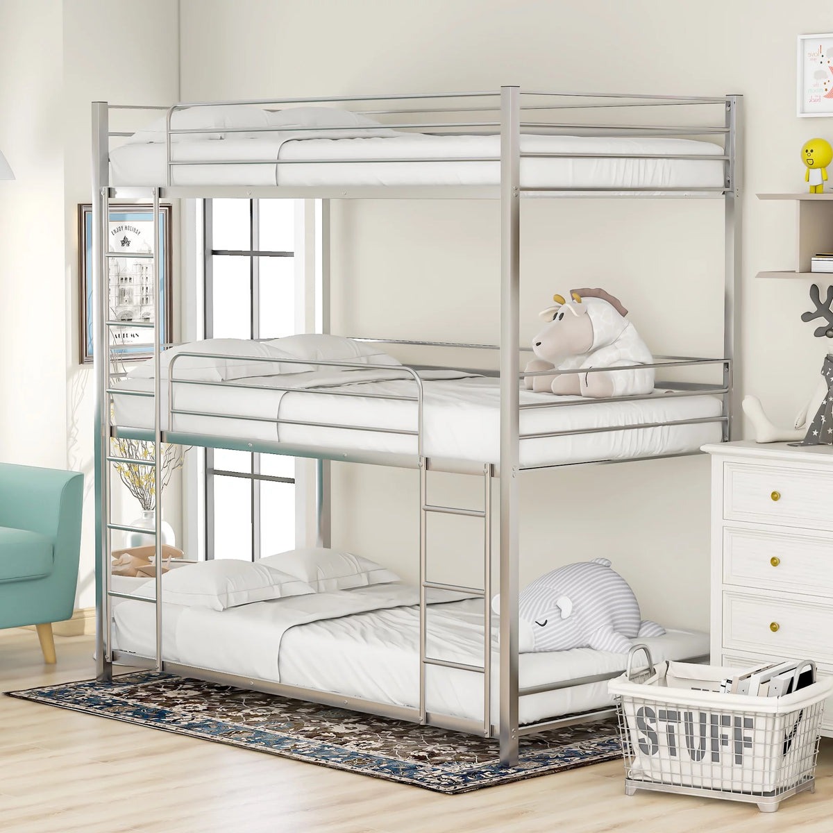Metal Twin-over-Twin-over-Twin Bunk Bed U5939