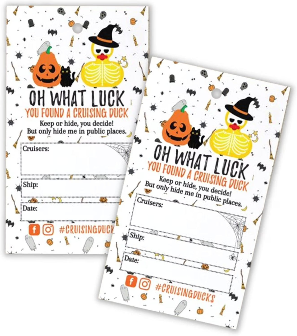 30 pk 2 x 3.25 Halloween Rubber Duck Hang Tags with Holes A372