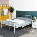 Full Size Silver Steel Platform Bed Frame with Headboard and Footboard Y147