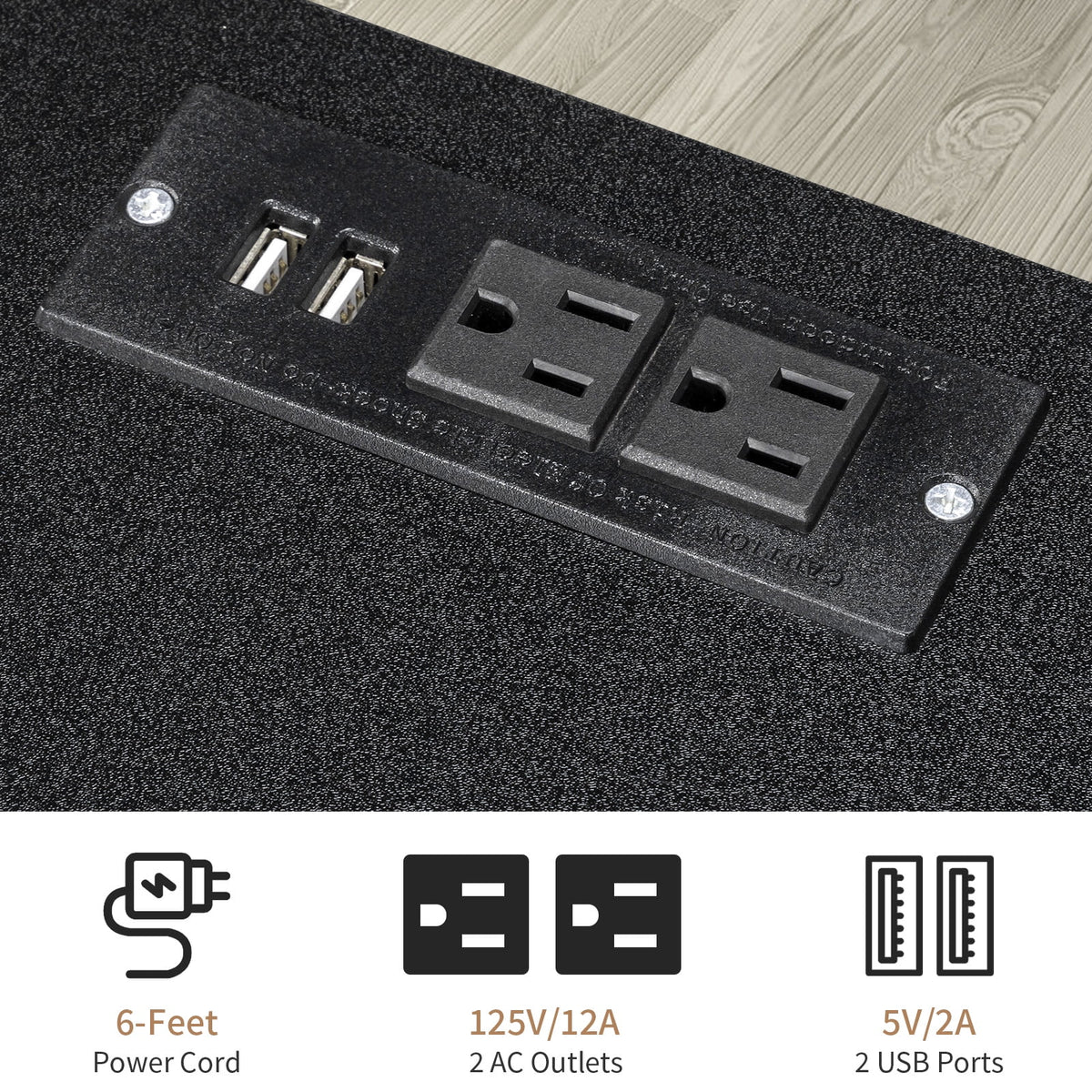 Black 4 Drawer Dresser with Power Outlets A452