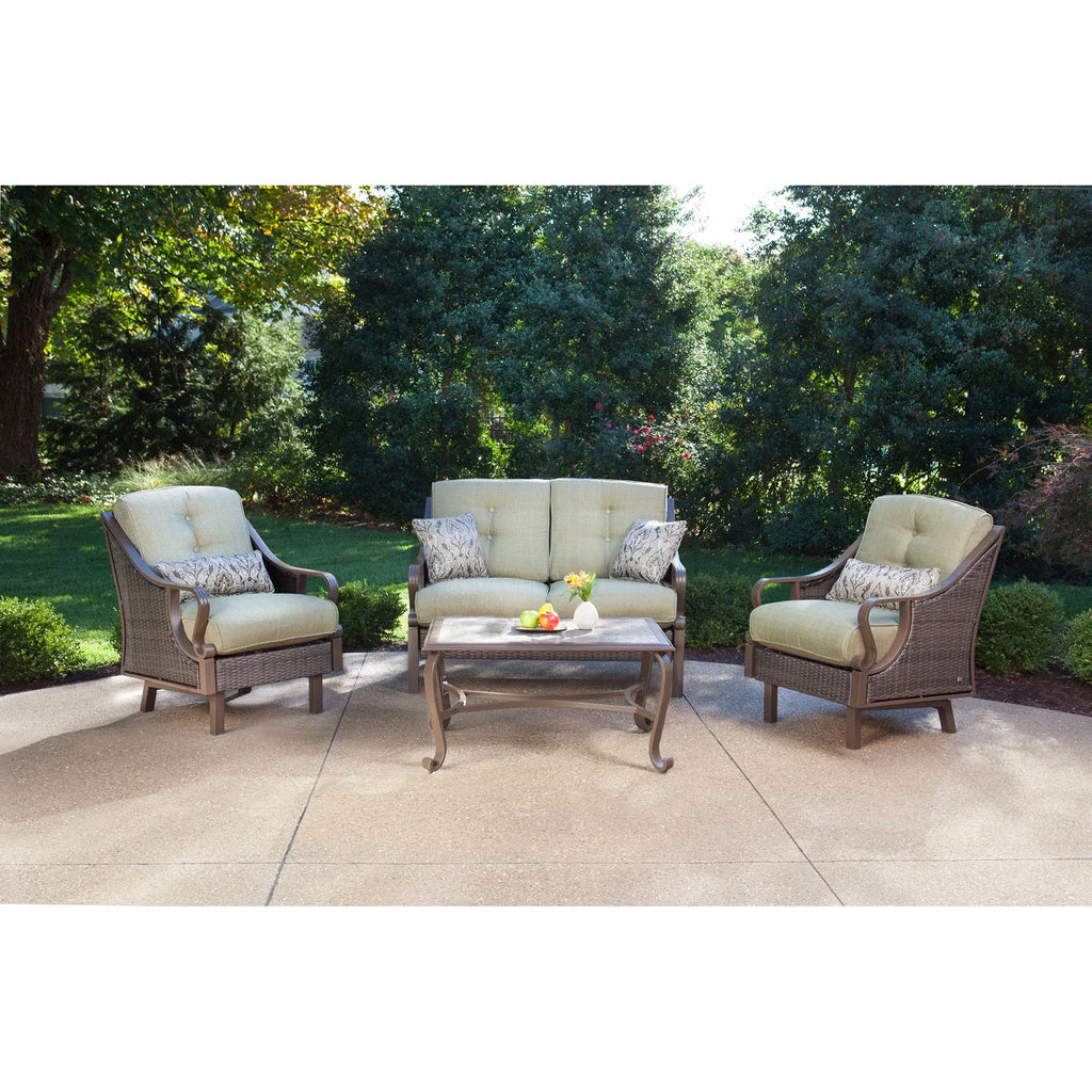 Vintage Meadow 4-Piece Wicker and Steel Conversation Set F157356