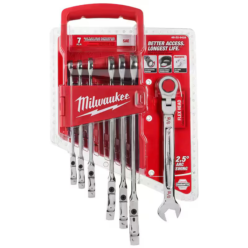 11-Piece Flex-Head Ratcheting Combination Wrench Set SAE Z836
