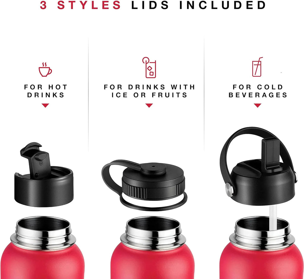 Stainless Steel Double Wall Insulated Sports Water Bottle, 40 OZ BPA Free R733