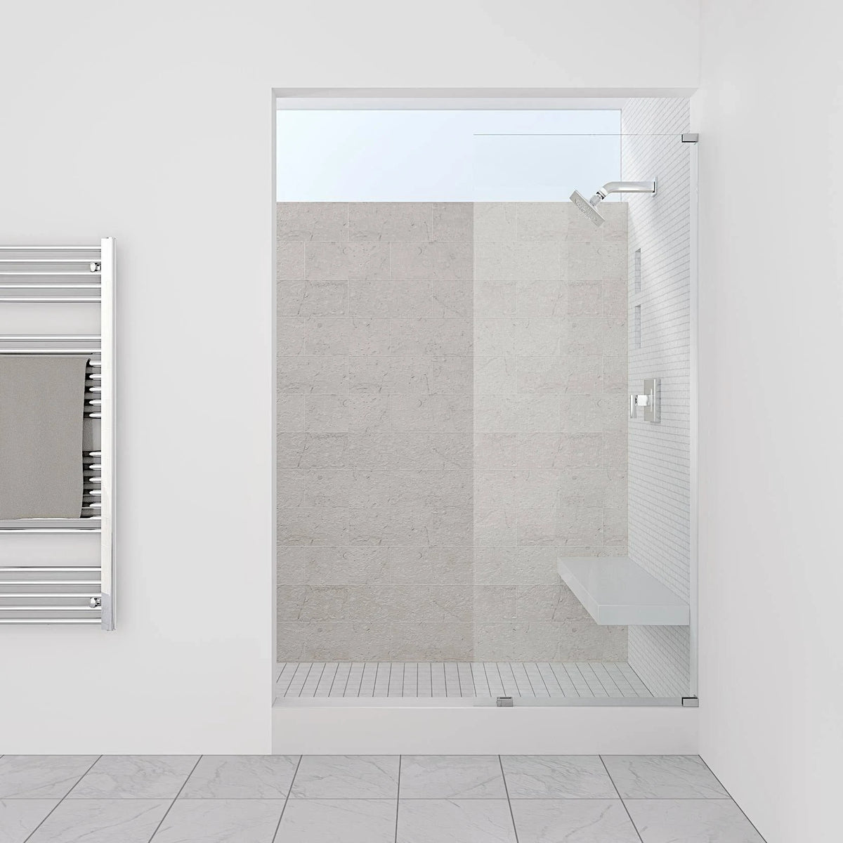 Matte Black Frameless Fixed Glass Shower Panel A713