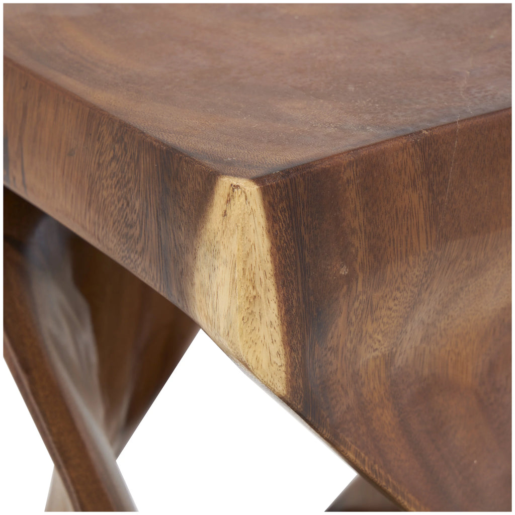 12" x 18" Brown Suar Wood Handmade Accent Table N460068
