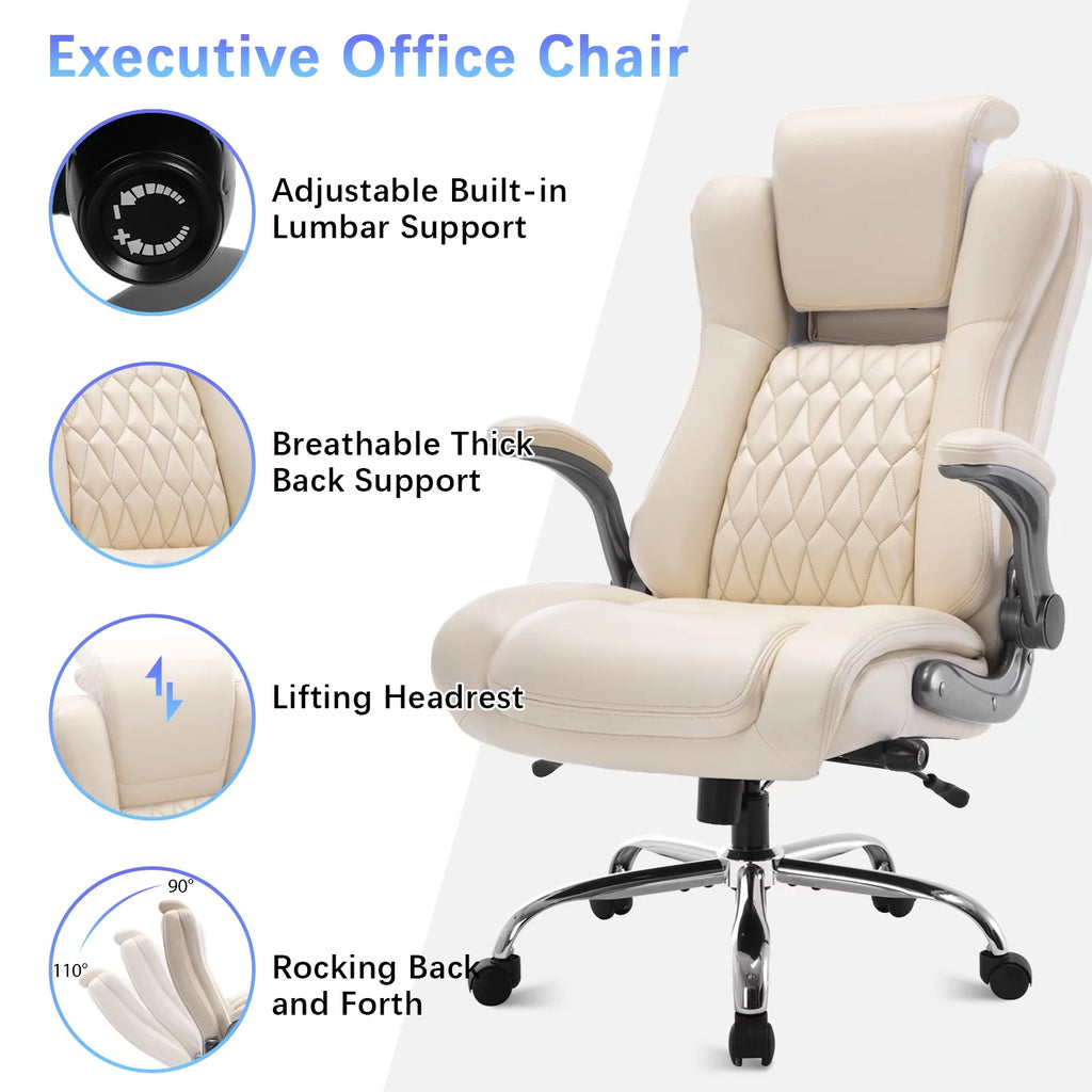High Back Ergonomic Office Chair with Lumbar Support Flip Arms and Headrest R58778
